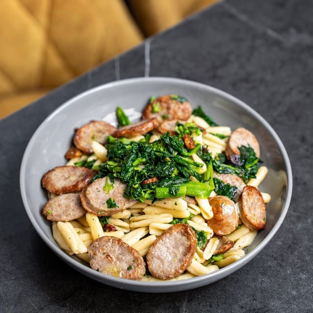 Cavatelli & Broccoli Rabe Sausage.