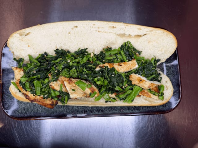Grilled Chicken Wedge with Broccoli Rabe.