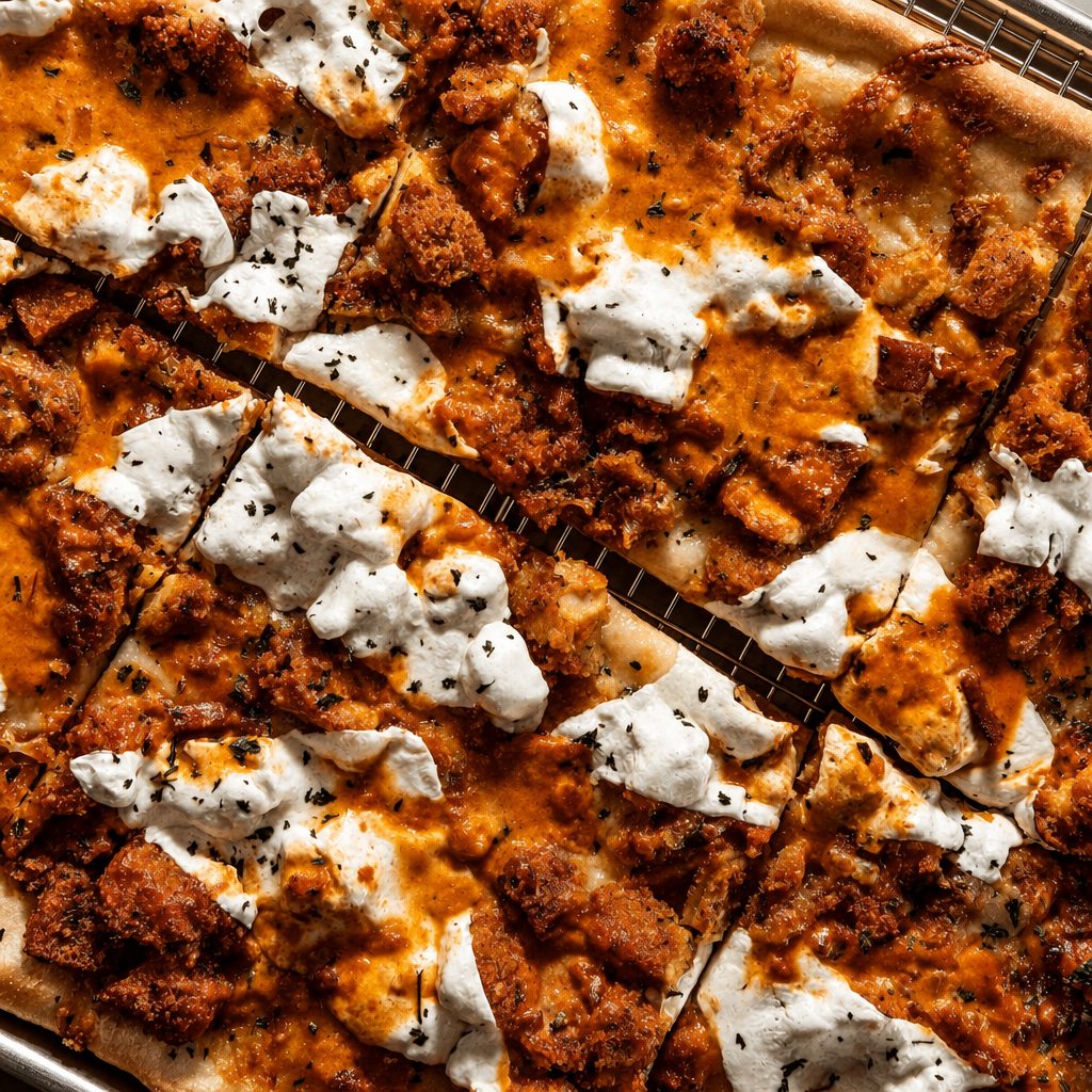 Grandma Chicken Vodka Pizza.