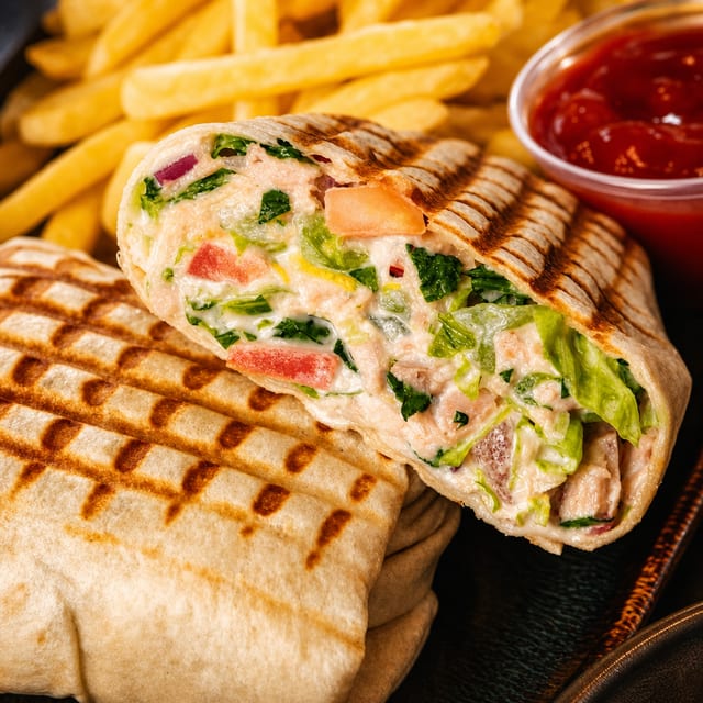 Tuna Wrap With Fries.