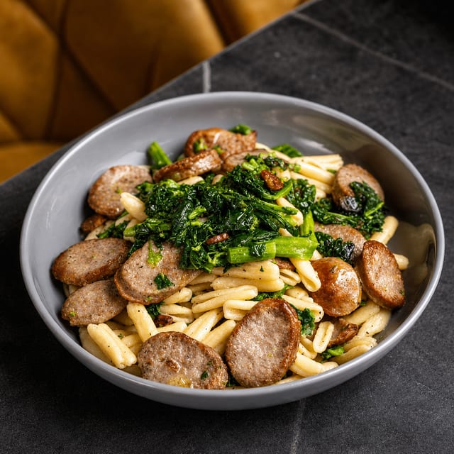 Cavatelli & Broccoli Rabe Sausage.