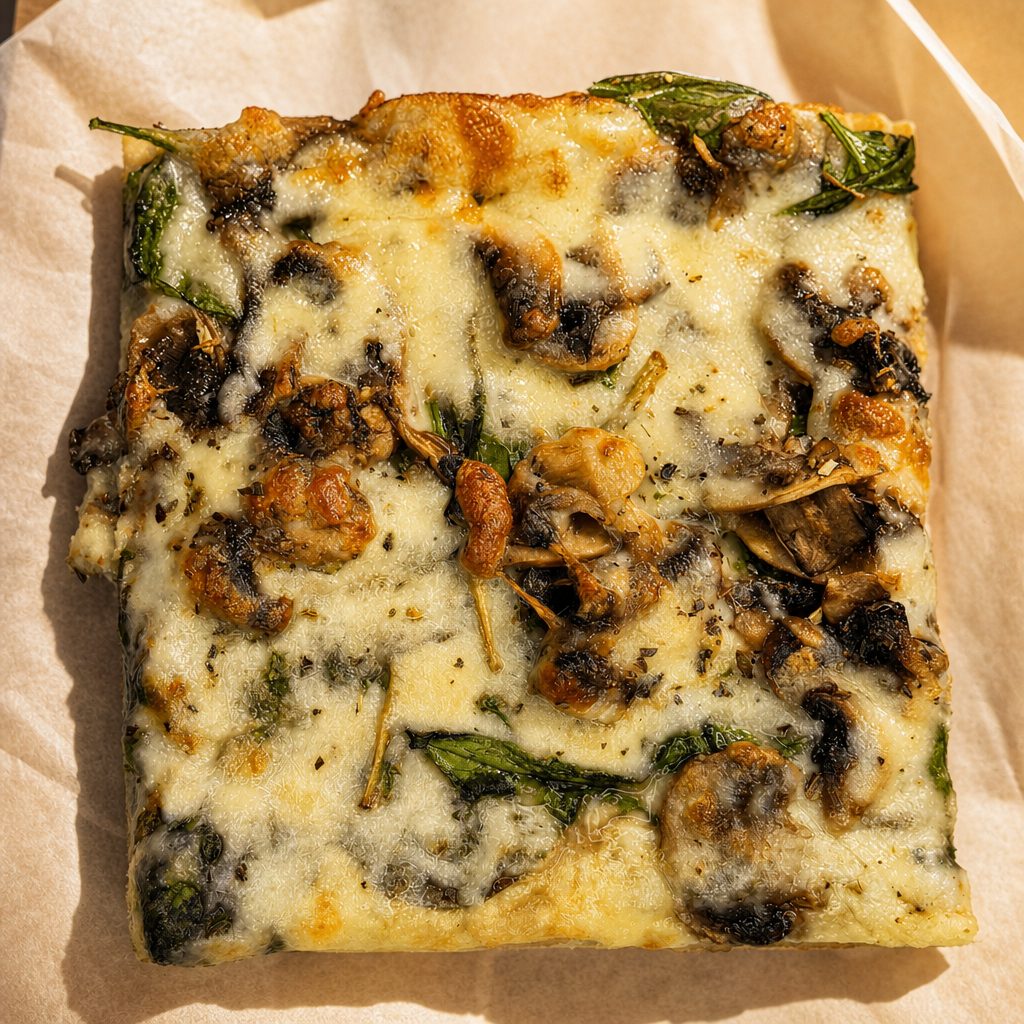Spinach Mushroom Truffle, Slice.