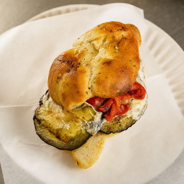 Grilled Eggplant Stuffed Garlic Knots.