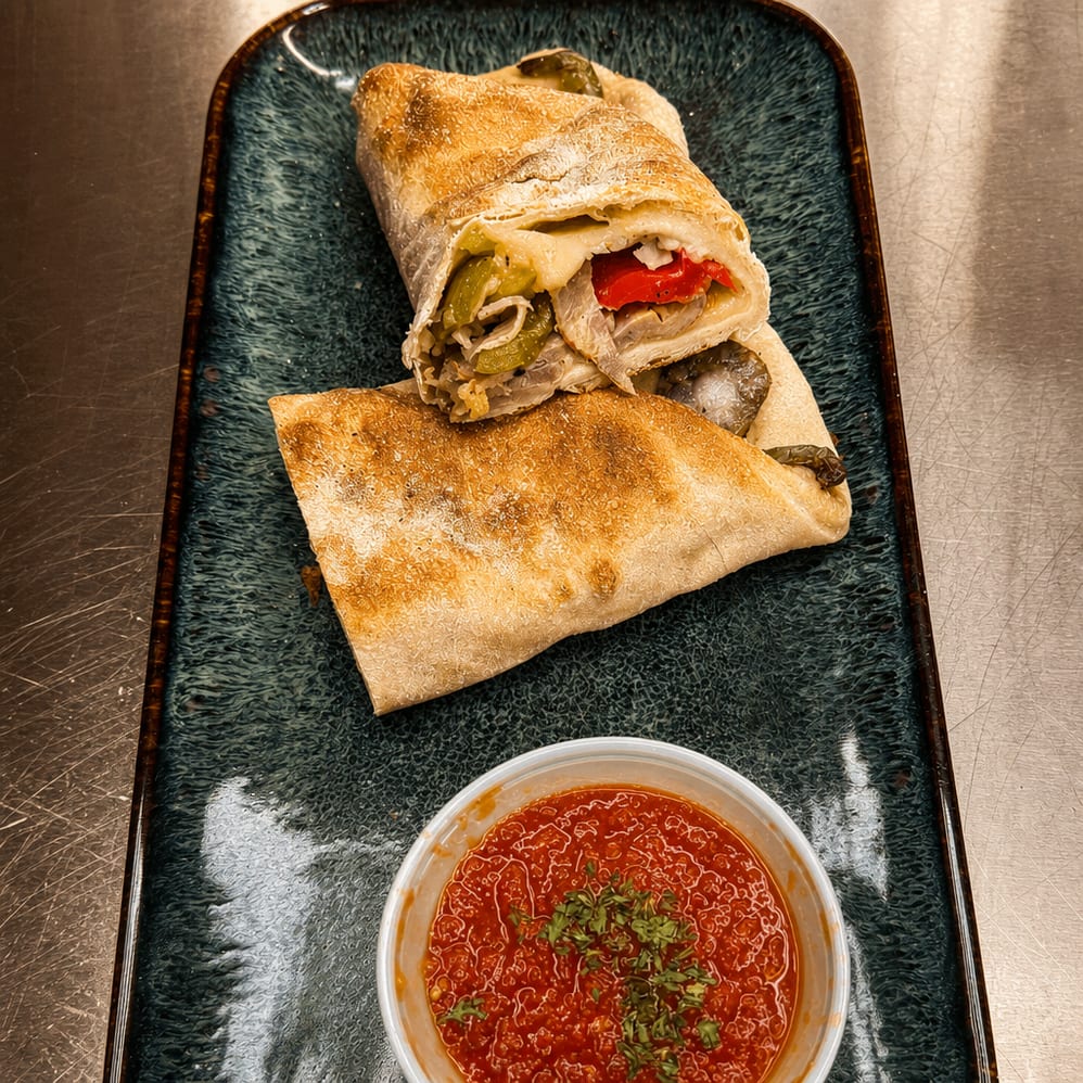 Sausage & Peppers Pizza Roll.