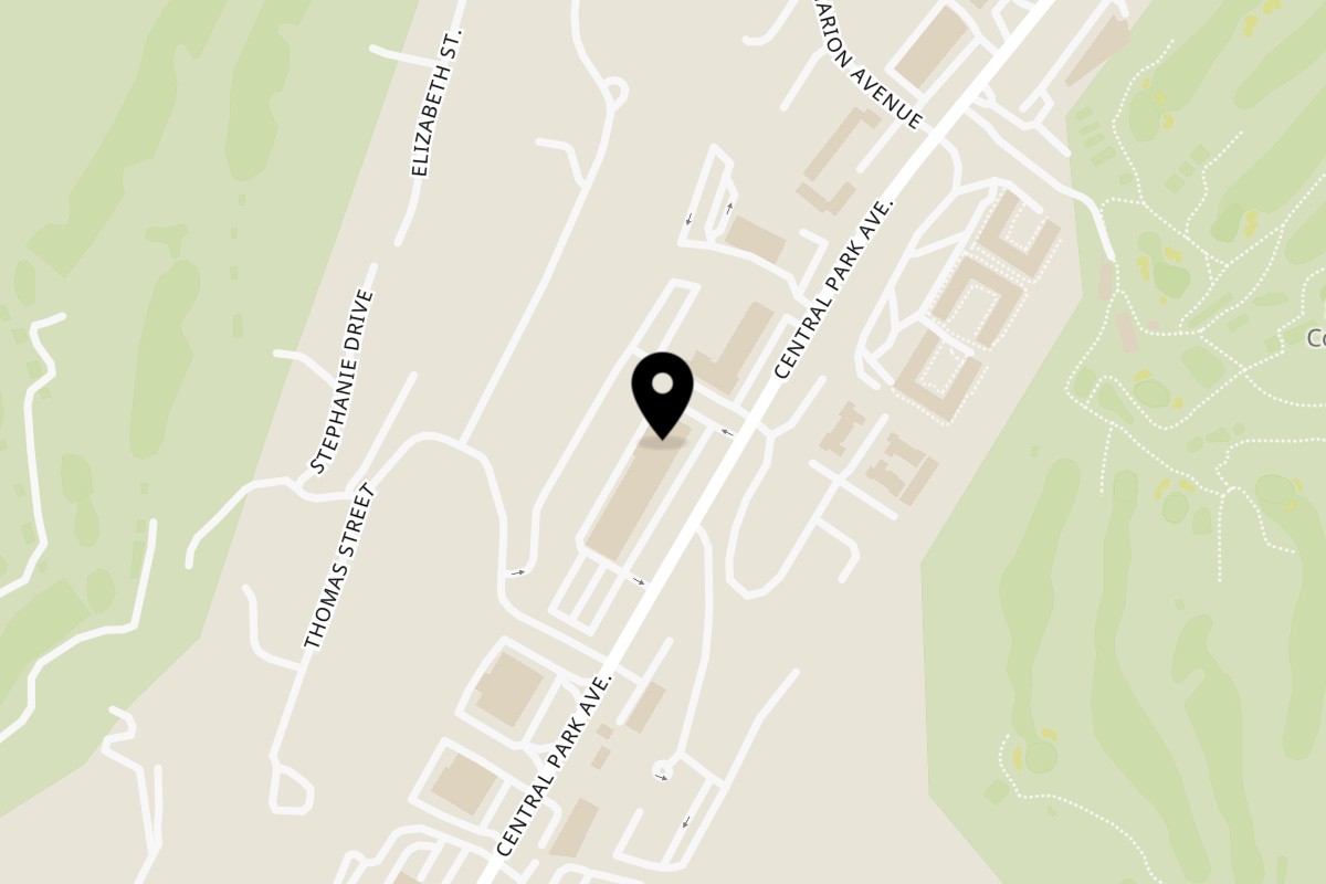 Map showing the location of Pizza One on 365 Central Park Ave in Scarsdale